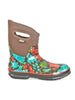 Floral and brown mid calf wellie