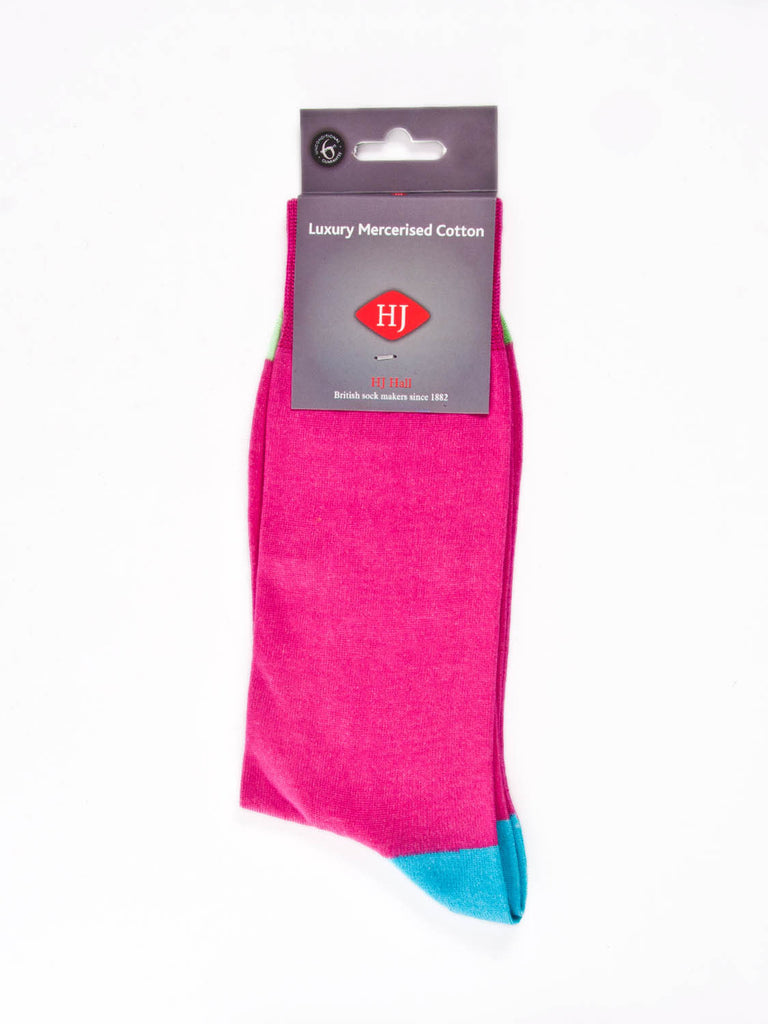 Sock contrast toe & heel - Pink & Turquoise