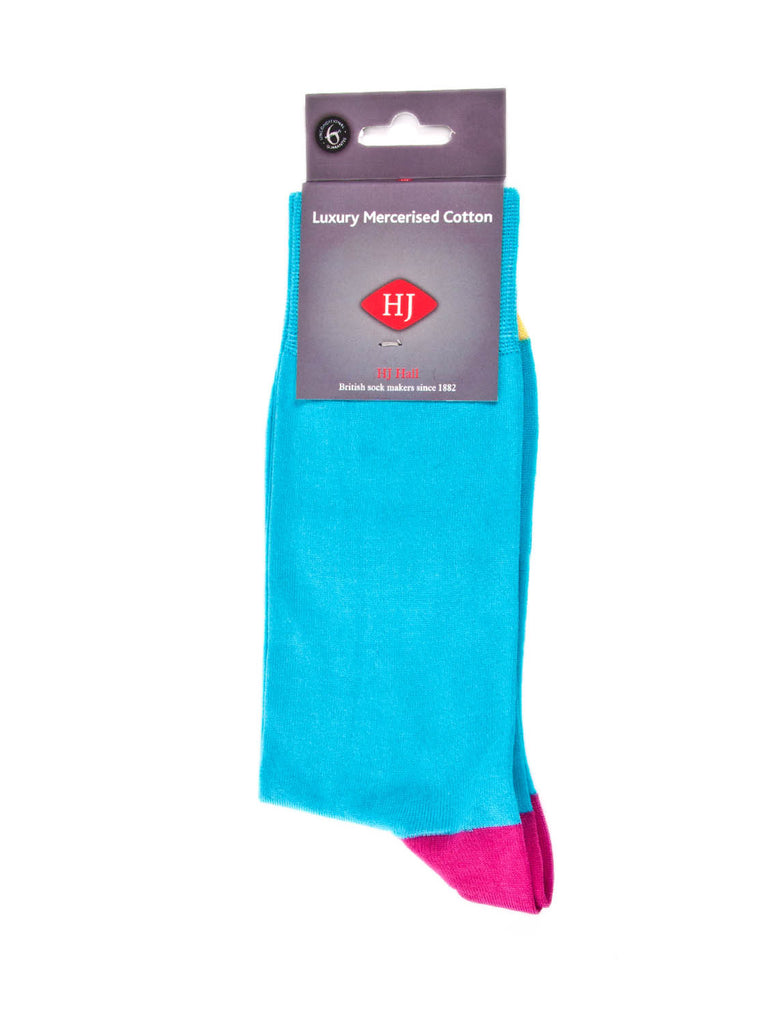 Sock contrast toe & heel - Turquoise & Pink