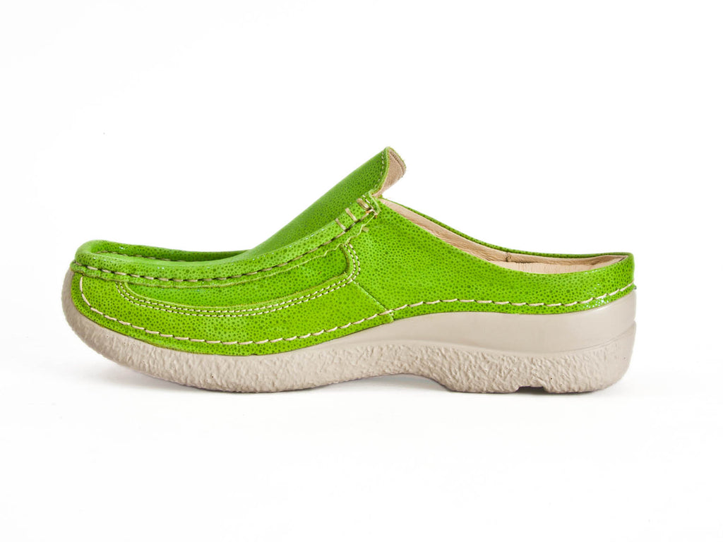 Ellie Dickins Shoes Super comfy ladies lime green leather mules Ellie Dickins Shoes
