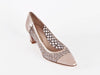 Patent leather and net beige court