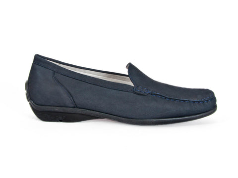 ** Waldlaufer Harriet navy blue nubuck leather non slip sole moccasin