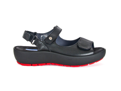 Wolky Rio adjustable black leather sandal