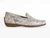 Silver grey soft floral leather loafer