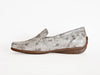 Silver grey soft floral leather loafer
