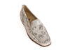 Silver grey soft floral leather loafer