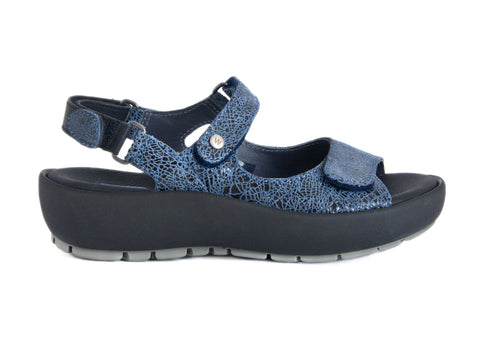 Wolky Rio "Crash" adjustable denim blue leather sandal