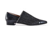 Clearance 50% off leather & fabric black loafer with plain toe cap