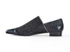 Clearance 50% off leather & fabric black loafer with plain toe cap