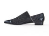 Mock croc and fabric black loafer