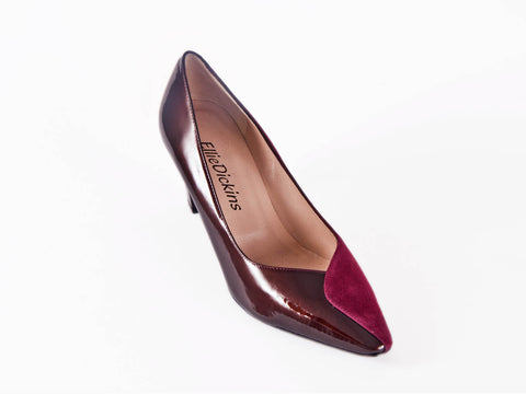 Two halves suede & patent leather court