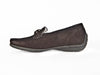 Ladies flat black nubuck leather moccasin shoe