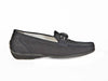 Ladies low heel black nubuck leather moccasin