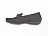 Ladies low heel black nubuck leather moccasin