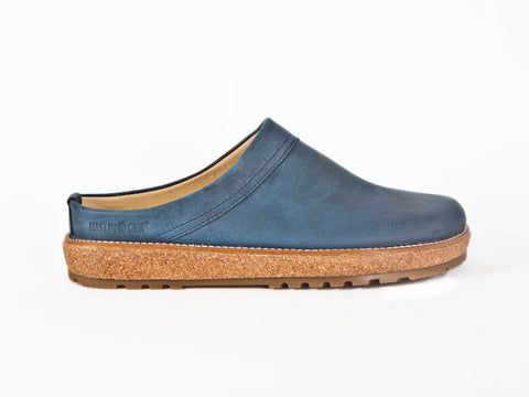 Haflinger cork and rubber sole navy blue leather slipper