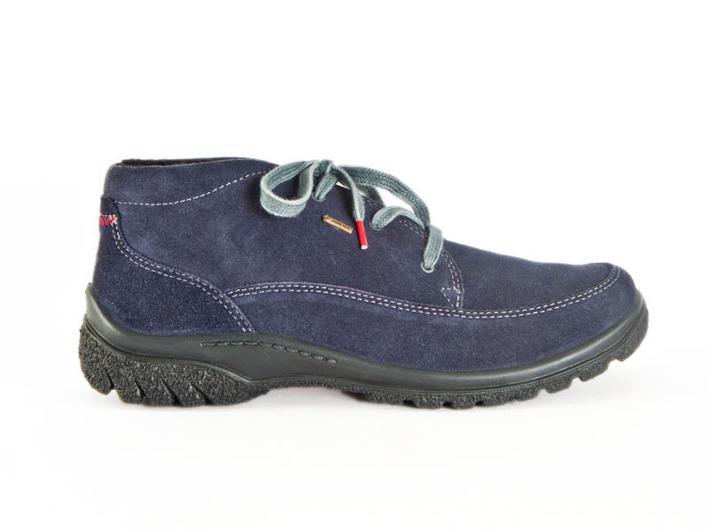 Navy nubuck leather lace-up Gore-Tex waterproof ladies ankle boots - at Ellie Dickins Shoes