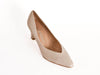High heeled nude Italian leather court