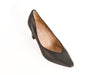 High heeled black Italian leather court