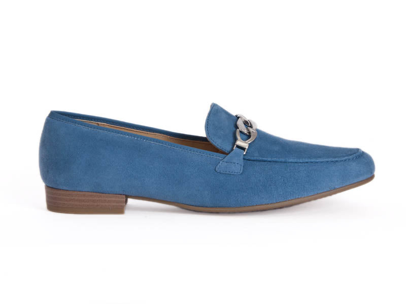 * Ara High Soft chain detail pale blue suede loafer