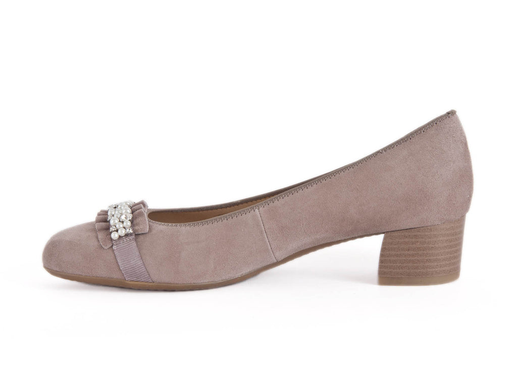 Ellie Dickins Shoes Ladies Ara suede court with pearl detail Ellie Dickins Shoes