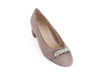 Ara pearl and gemstone taupe suede court