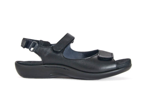 Wolky Salvia adjustable black leather sandal