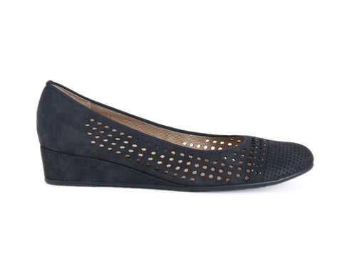 Ara wedge navy blue nubuck court