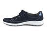 Navy nubuck leather lace-up trainer