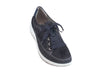 Navy nubuck leather lace-up trainer