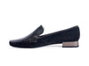 Contrasting heel black patent leather & suede loafer