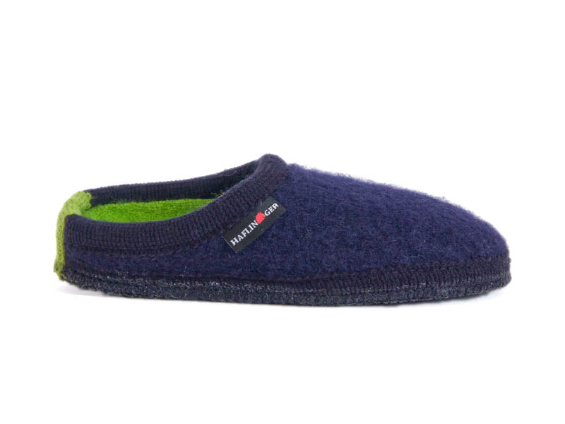Haflinger Alaska pure wool non slip sole small sizes navy blue slipper