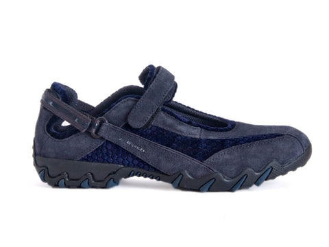Mephisto Niro dark blue suede walking trainer shoe