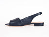 Peep-toe navy leather slingback