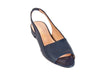 Peep-toe navy leather slingback