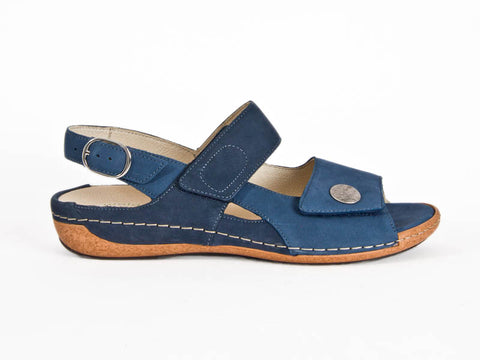 Waldlaufer Heliett 2 strap jeans blue leather sandal