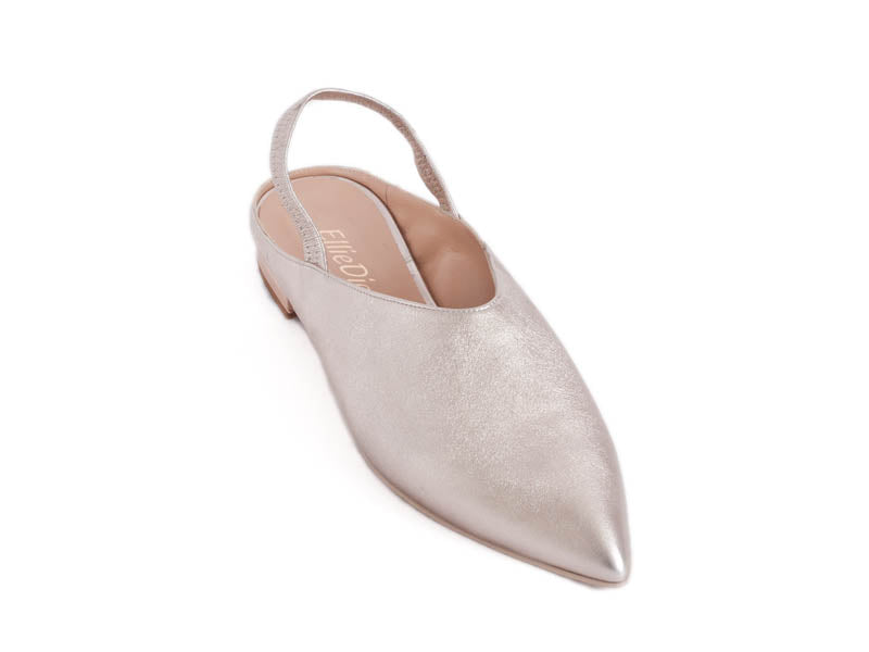 Ellie Dickins Shoes Pale pink metallic leather mule Ellie