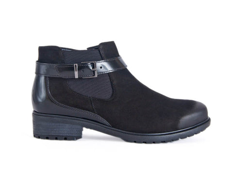Ara trim detail black suede leather ankle boot