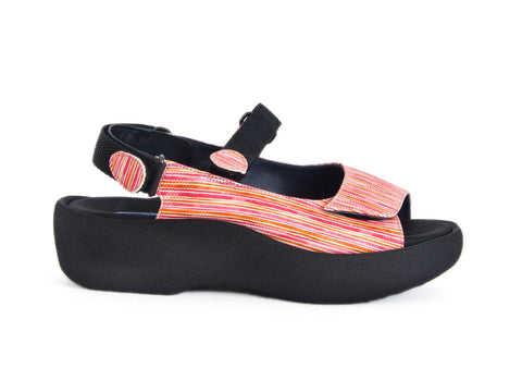 Wolky Jewel textured red fabric & leather sandal